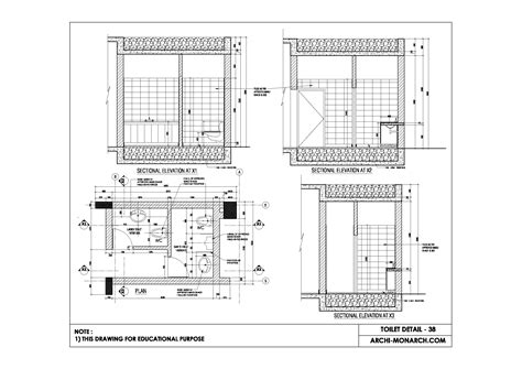 Toilet Detail Plan And Elevation Drawing In Dwg Autocad Off