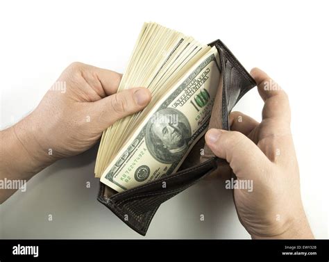 Opening The Wallet Full Of Money Stock Photo Alamy