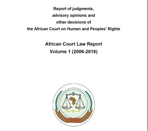 African Court Law Report Volume 1 2006 2016 African Court On Human