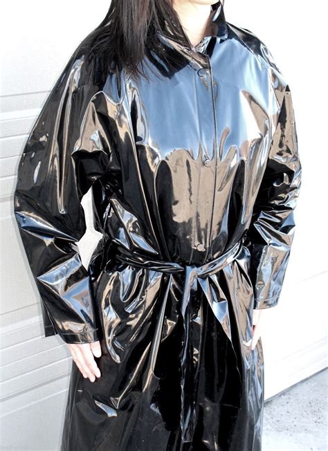 Shiny Black Vinyl Raincoat Black Raincoat Rainwear Fashion Rain Wear