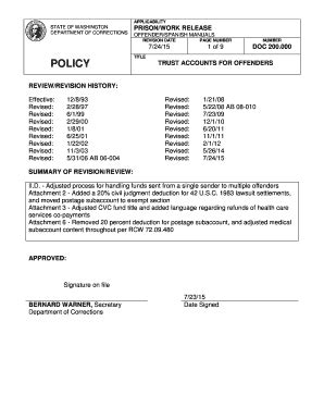 Fillable Online Trust Accounts For Offenders Fax Email Print Pdffiller