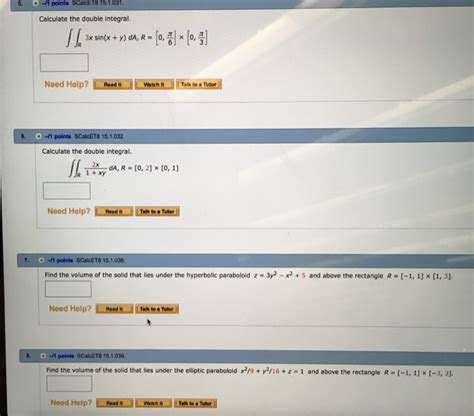 Solved 5 1 Points SCalcET8 15 1 031 Calculate The Double Chegg