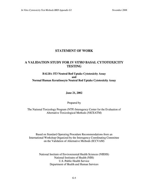 Fillable Online Ntp Niehs Nih Appendix G In Vitro Cytotoxicity Test