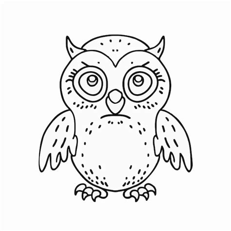 Premium Vector A Black And White Drawing Of An Owl With Big Eyes