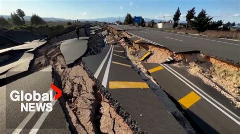 Earthquake Destroys Road Connecting Turkey And Syria Drone Video Shows