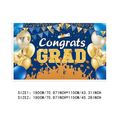 Wiuray Party Supplies And Decorations Congrats Grad Banner 180x110 Cm