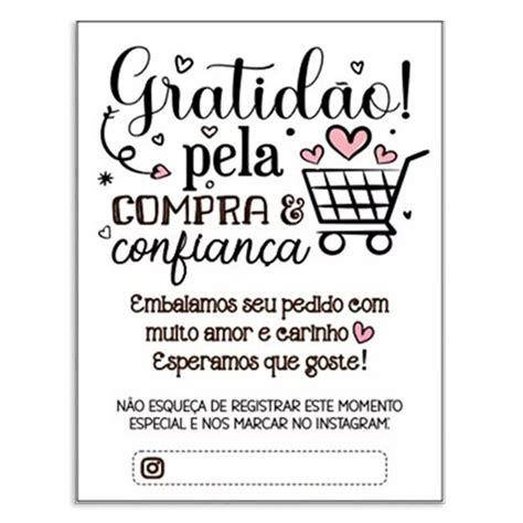 Cartão De Agradecimento 7 5 X 10 5 Cm Pacote Com 100 Unidades