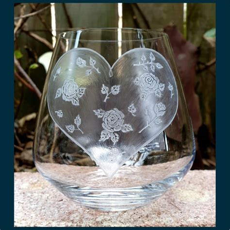 Wine Glass With Heart Glass Engraving By Ursula