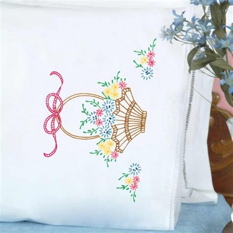 XX Rose Vine Lace Edge Pillowcases Jack Dempsey Needle Art