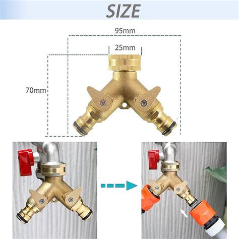 2 Way Brass Connector Brass Outdoor Tap Connector For Dual Hose