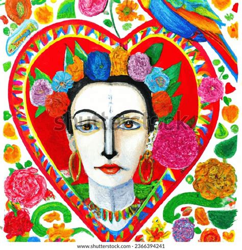 Vibrant Mexican Art Frida Kahlo Portrait AI-generated image 2366394241 | Shutterstock