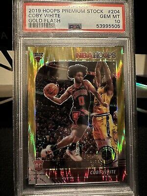 2019 20 NBA Hoops Premium Stock Gold Flash Prizm 10 Coby White PSA 10