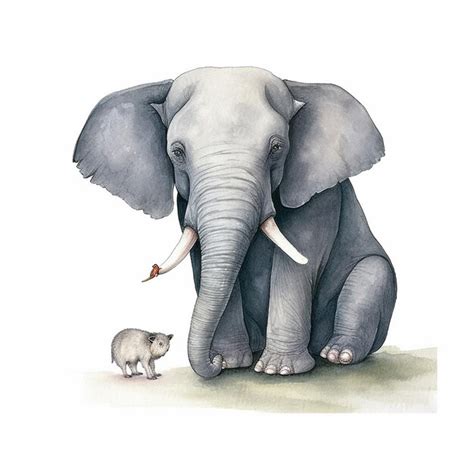 Premium Photo | A drawing of an elephant and a mouse