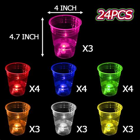 Glow Party Cups 16 Oz Colorful Cup Favors Supplies Neon Flashing Light ...