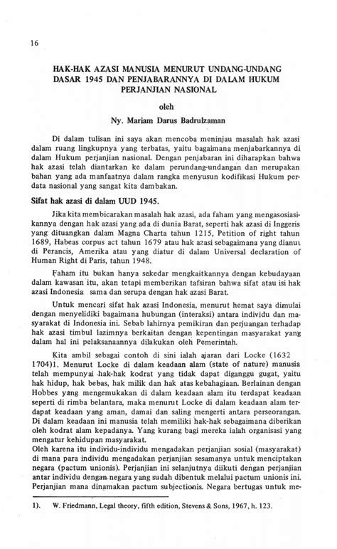 Pdf Hak Hak Azasi Manusia Menurut Undang Undang Dasar Dan