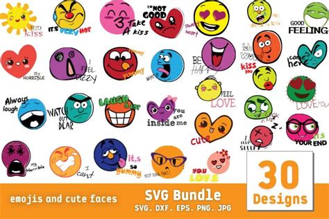 Emojis And Cute Faces Svg Bundle Graphic By Candyartstudio · Creative