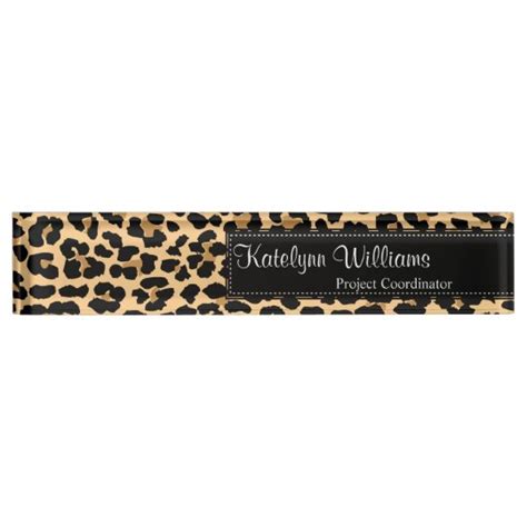 Leopard Print Monogram Desk Name Plate Zazzle