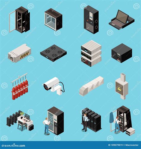 Datacenter Isometric Flowchart Vector Illustration Cartoondealer