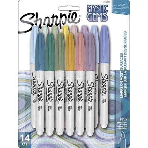 Sharpie Mystic Gems Permanent Markers Fine Marker Point Multi 14 Pack Round Eye Supply