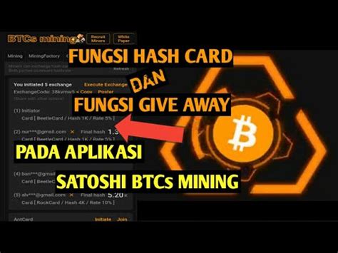 Fungsi Hash Card Give Away Pada Aplikasi Satoshi Btcs Mining Nambang