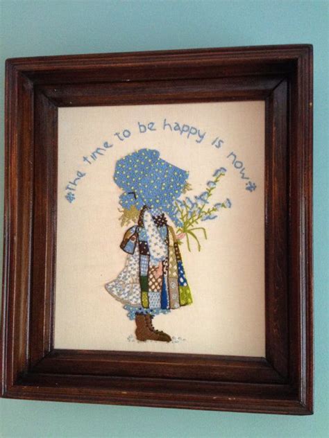 Vintage Holly Hobbie Embroidery Wall Art In Thick Wood Frame Etsy Embroidery Wall Art Holly