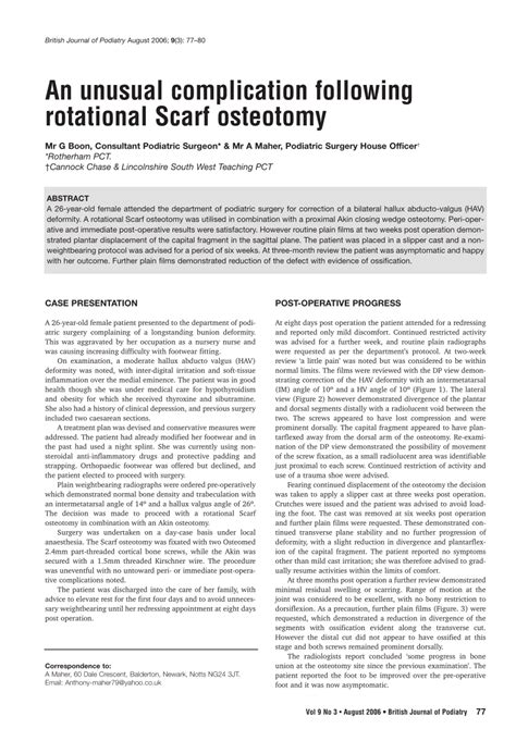 (PDF) An unusual complication following rotational scarf osteotomy