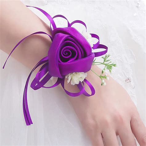 Wedding Jewelry Wrist Flowers Bridesmaid Silk Rose Corsages Hand Flower