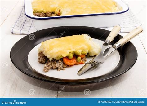 Irish Shepherds Pie with Melted Cheddar Cheese on a Plate Stock Image - Image of minced, slice ...