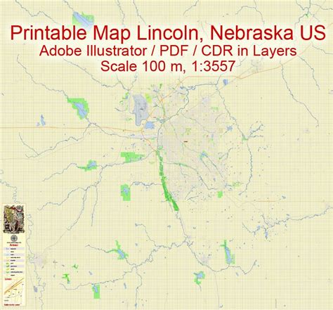 City Map Lincoln NE Vector Urban Plan Illustrator Editable Street Map ...