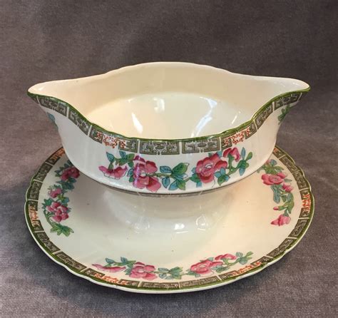 Myott Staffordshire Indiantree Gravy Sauce Boat With Attached Underplate