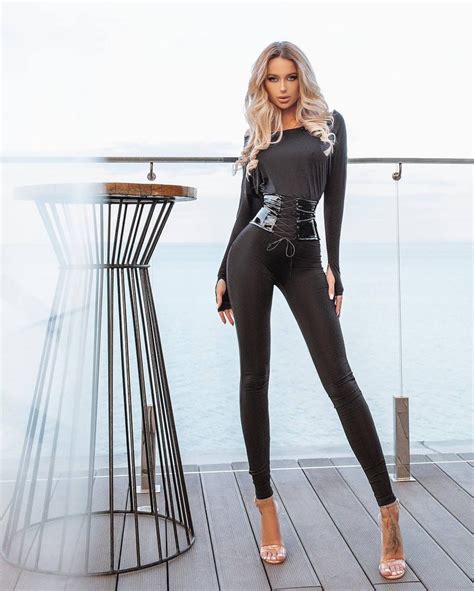 Lovefab Black Leather Belt Jumpsuit Slim Fit Bodysuit Long Etsy