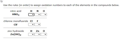 Solved 1 2 Use The Rules In Order To Assign Oxi