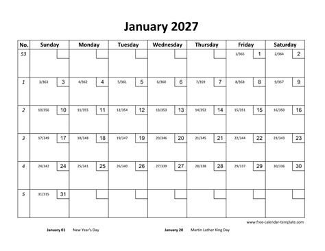 Monthly Calendar 2027 Printable with checkboxes (horizontal) | Free ...