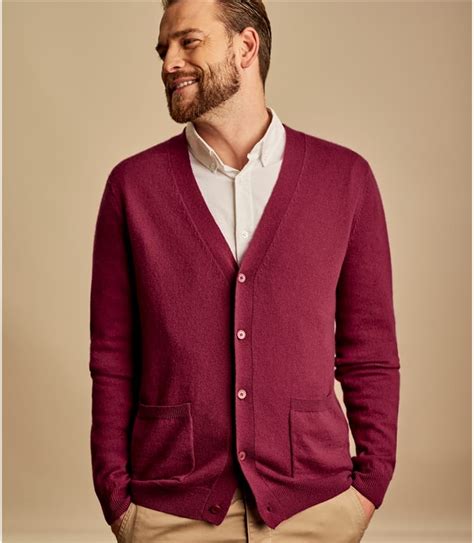 Carmine Mens Cashmere Merino V Neck Cardigan Woolovers Uk