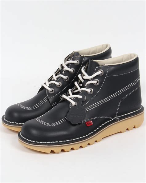 Kickers Leather Hi Boots In Navy 80s Casual Classics