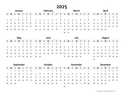 2025 Blank Yearly Calendar Template Free Printable Templates