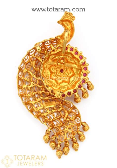 22k Gold Peacock Pendant Temple Jewellery 235 Gp3316 In 11 950 Grams