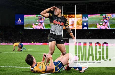 Nrl Grand Final Brian Too Of The Panthers Salutes After Scoring A Try