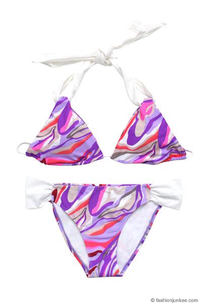 Multicolor Halter Triangle Bikini Set Purple