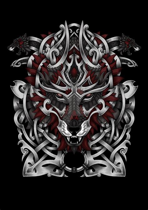 Norse Wolf Tattoo By Fallingsarah Shoulder Armor Tattoo Wolf Tattoo