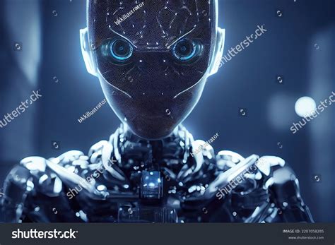 portrait cyborg dark fantasy science fiction stock illustration