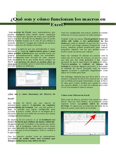 ¿qué Son Y Cómo Funcionan Los Macros En Excel Pdf Macro