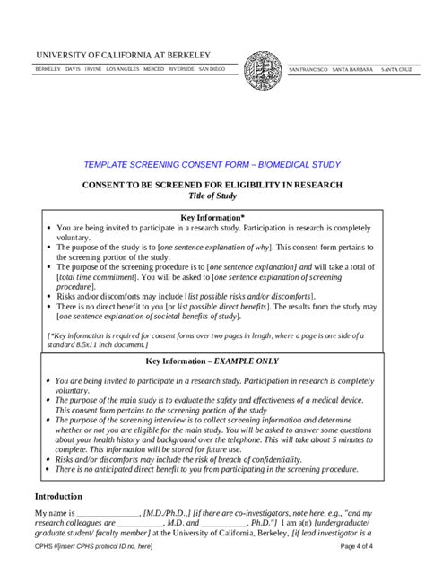 Ined Consent Icf Template For Clinical Trials Cphs Berkeley Doc