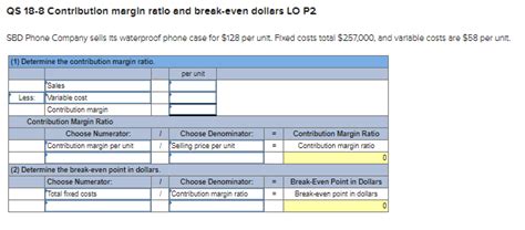 Solved QS 18 8 Contribution Margin Ratio And Break Even Chegg