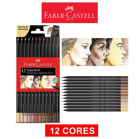 Lapis De Cor Faber Castell Super Soft 12 Cores Profissional Tons De