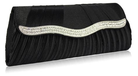 Wholesale Black Satin Clutch With Giant Bow And Diamante Brooch