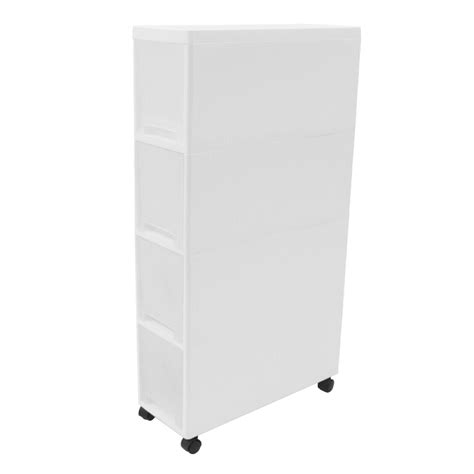 Narrow Slim Rolling Cart Organizer Container Storage Cabinet W Wheels 4 Tiers Ebay