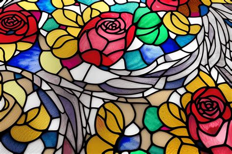 Stained Glass Skulls And Roses Graphic · Creative Fabrica