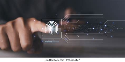 Fingerprint Scanner Futuristic Digital Processing Biometric Stock Photo