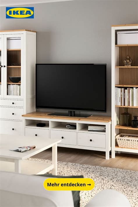 Hemnes Tv Möbel Kombi Weiß Gebeizt Hellbraun Klarglas 326x197 Cm